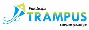 Logo Fundacji Trampus z napisem równe szanse i grafiką latawca ze stylizowaną postacią.